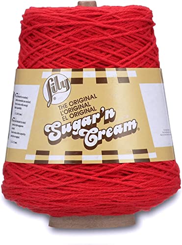 Lily Sugar N Cream Cones Red Garn – 1 Packung mit 400 g – Baumwolle – #4 Medium – 700 Meter – Stricken, Häkeln und Basteln von Lily