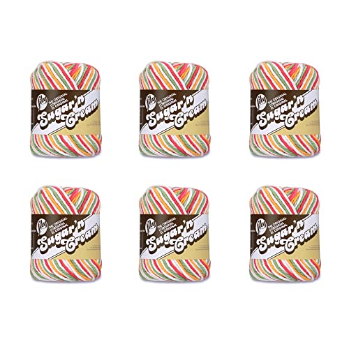 Lily Sugar'N Cream Mango Madness Garn – 6 Packungen mit 57 g – Baumwolle – 4 Medium (Kammgarn) – 95 Meter – Stricken/Häkeln von Lily