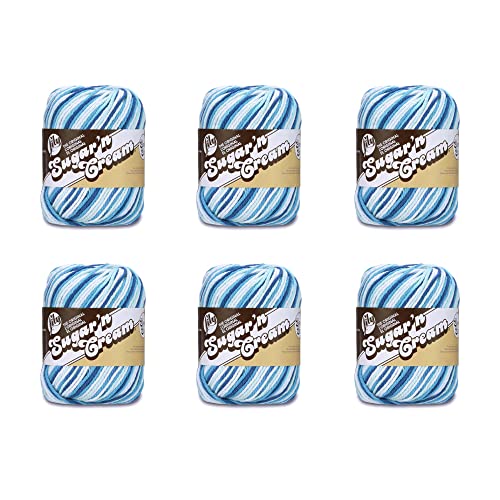 Lily Sugar'N Cream Super Size Hippi-Garn – 6 Packungen mit 85 g – Baumwolle – 4 Medium (Kamm) – 150 Meter – Stricken/Häkeln von Lily