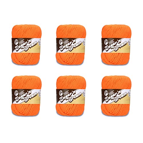 Lily Sugar'N Cream Super Size Hot Orange Garn – 6 Pack mit 113 g – Baumwolle – 4 Medium (Kammgarn) – 200 Meter – Stricken/Häkeln von Lily