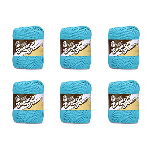 Lily Sugar'N Cream Super Size Mod Blue Garn – 6 Packungen mit 113 g – Baumwolle – 4 Medium (Kammgarn) – 200 Meter – Stricken/Häkeln von Lily