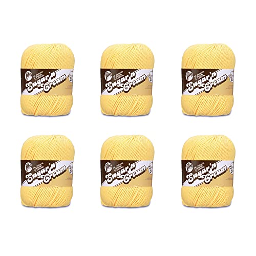 Lily Sugar'N Cream Super Size Yellow Garn – 6 Packungen mit 113 g – Baumwolle – 4 Medium (Kamm) – 200 Meter – Stricken/Häkeln von Lily