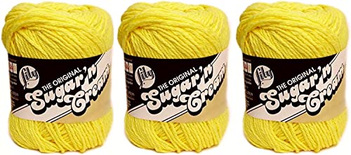 Lily Sugar N Cremefarbenes Garn, 100 % Baumwolle, 3 Stück, baumwolle, Sunshine #0073, 3-Pack von Lily