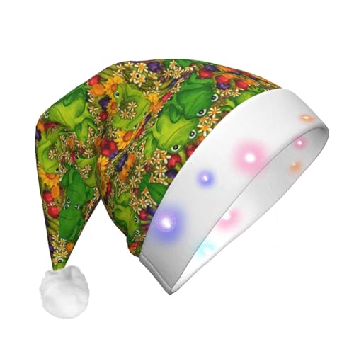 Frosch LED Weihnachtsmütze - Plüschstoff Nikolausmütze Bedrucktes Design Unisex mit Blinklichtern von LimPac