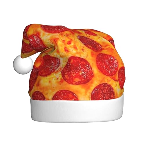 LimPac 3D Pizza Pepperoni Premium Weihnachtsmütze für Erwachsene – weicher und strapazierfähiger Plüschstoff, exquisites Druckdesign von LimPac