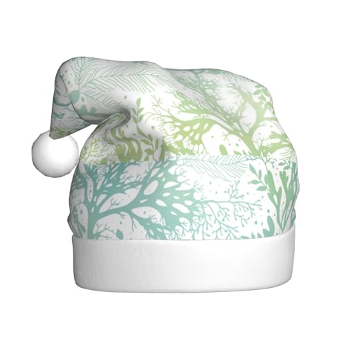 LimPac Green Sea Blue Seaweed Premium Weihnachtsmütze für Erwachsene – weicher und strapazierfähiger Plüschstoff, exquisites Druckdesign von LimPac