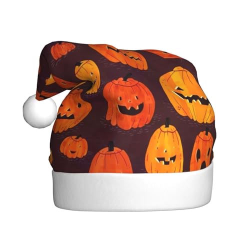 LimPac Halloween Kürbis Premium Weihnachtsmütze für Erwachsene - Weicher und strapazierfähiger Plüschstoff, exquisites Druckdesign von LimPac