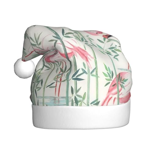 LimPac Hochwertige Weihnachtsmütze mit Flamingo-Motiv für Erwachsene – weicher und strapazierfähiger Plüschstoff, exquisites Druckdesign von LimPac