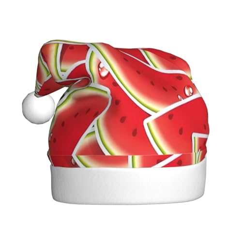 LimPac Wassermelonenscheibe Premium-Weihnachtsmütze für Erwachsene – weicher und strapazierfähiger Plüschstoff, exquisites Druckdesign von LimPac