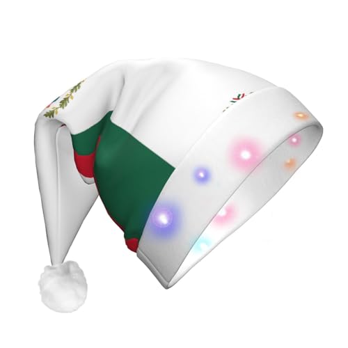 Weihnachtsmannmütze mit Flagge von Mexiko, Unisex, LED-beleuchtet, Plüschmütze, Weihnachtsfeier für Erwachsene von LimPac