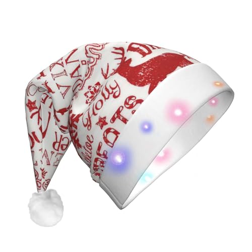 Weihnachtsmütze, Motiv: Wildnis, Bär, Hirsch, LED-Weihnachtsmütze, Plüschstoff, Weihnachtsmannmütze, bedrucktes Design, Unisex, mit blinkenden Lichtern von LimPac