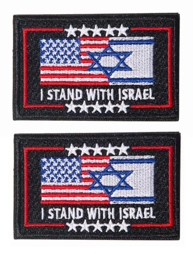 2 Pack I Stand with Israel American USA and Israel Flag Support Israel Patch Embroidery Military Hook Fastener Patch for Caps Bags Wests Military Uniforms von Limecute