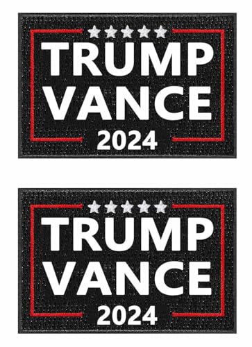 2 Stück Trump Vance 2024 Patch Stickerei Militär Hakenverschluss Patch für Mützen Taschen Westen Militäruniformen von Limecute