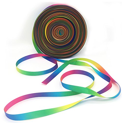 Limeow 50 Yard Regenbogen Band Dekoband Satin Geschenkband Schleifenband Regenbogen Satinband Organzaband Seidenband Taufe Deko Geschenkbänder Organza Band Geschenk Verpackung Seidenbänder Stoff Band von Limeow