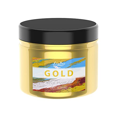 Epoxidharz Farbe - 60g Gold Metallic Mica Pulver Glitter Seifenfarbe Pigmentpulver für Epoxy Resin Farbe, Seifenherstellung - Natürliches Mica Powder Harz Farben für Epoxidharz, Lipgloss, Slime von Limino