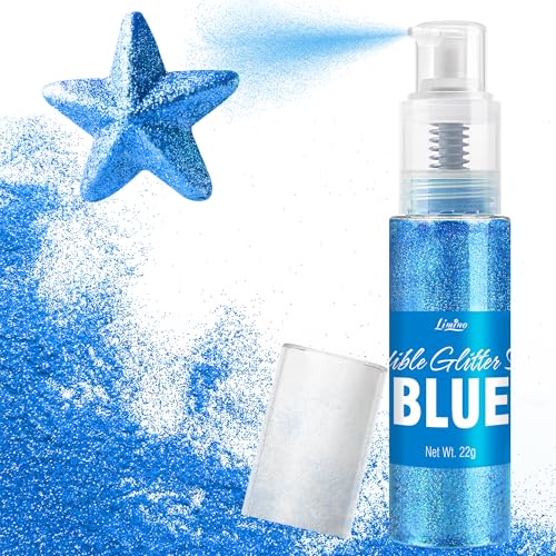 Essbarer Glitzer Spray - 22g Lebensmittel Glitzer Essbares Glitzerpulver für Getränke, Kuchen Dekoration, Macarons - Lebensmittelfarbe Glitzer Pulver Edible Glitter für Cocktail, Cupcakes (Blau) von Limino