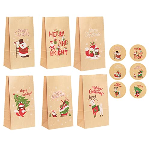 Limitoll Advent Papiertüte Wiederverwendbar Schön Zum Selbstbefüllen, 24 Tage Adventstüten Candy Pouches mit Adventszahlen Aufkleber von Limitoll