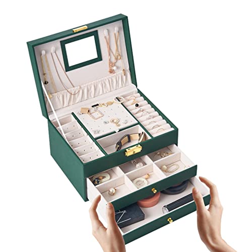 Limitoll Reise-Schmuck-Organizer, 3-stöckig, tragbare Schmuckschatulle, Schmuck-Organizer, große Schmuckschatulle, Ohrring-Organizer für Damen von Limitoll