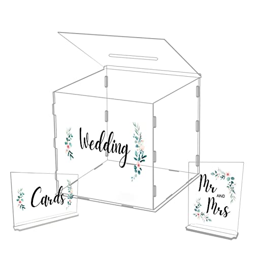 Limitoll Transparente Acryl-Hochzeitskartenbox, 30 cm große Kartenbox für Hochzeitsempfang, Hochzeitsdekoration, transparente Box für Abschlussfeier, Babyparty, Dekorationen von Limitoll