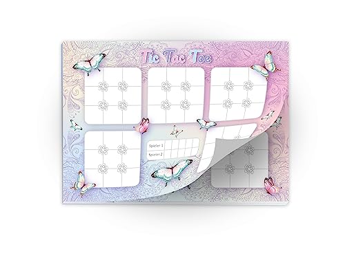 10 Tic Tac Toe je 25 Blätter DIN A6 Papierspiel Schmetterling Blumen Set Mitgebsel Mitbringsel Gastgeschenk zum Kindergeburtstag Fest Motto-Party Reise für Teens Mädchen Jungen Kindergarten Schule von Limonia