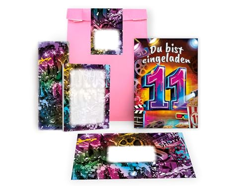 12 Einladungskarten zum 11. Geburtstag Kindergeburtstag Kino Cinema Party Graffiti Einladung Mädchen Kinder Jungen Mitgebsel inkl. 12 Umschläge, 12 Tüten, 12 Aufkleber, 12 Lesezeichen, 12 Blöcke 12 Einladungskarten zum 11. Geburtstag Kindergeburtstag Kino Cinema Party Graffiti Einladung Mädchen Kinder Jungen Mitgebsel inkl. 12 Umschläge, 12 Tüten, 12 Aufkleber, 12 Lesezeichen, 12 Blöcke von Limonia