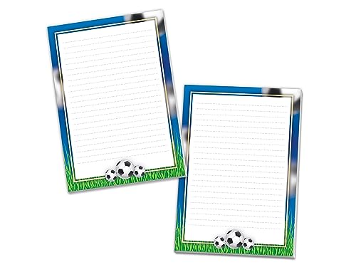 2 bunte Briefblöcke Briefpapier Schulheft Heft für Jungen Mädchen Kinder Fußball Fussball (2 Blöcke A5 mit je 25 Blätter) von Limonia