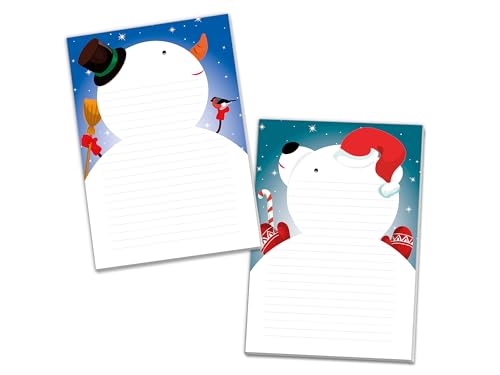 2 Motiv Schreibblöcke Hefte Briefpapier liniert für Kinder Schule Weihnachten Weichnachtsmotiv Bär und Schneemann (1 Block dunkel und 1 Block hell A4 mit je 25 Blättern) von Limonia