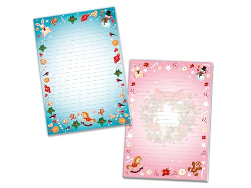 2 Motiv Schreibblöcke Hefte Briefpapier liniert für Kinder Schule Weihnachten Weichnachtsmotiv Hase Pferd rosa und blau (1 Block rosa und 1 Block blau A4 mit je 25 Blättern) von Limonia