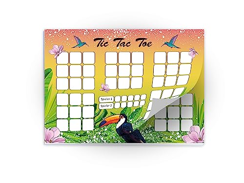 2 Tic Tac Toe je 25 Blätter DIN A6 Papierspiel Tropen Flamingo Papagei Set Mitgebsel Mitbringsel Gastgeschenk zum Kindergeburtstag Fest Motto-Party Reise für Teens Mädchen Jungen Kindergarten Schule von Limonia