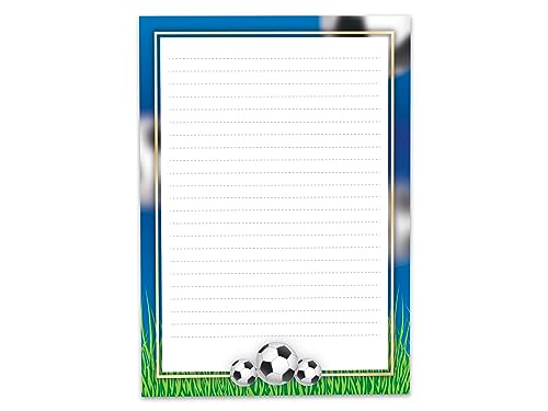 Buntes Briefpapier Briefblock Schreibheft Notizblock für Jungen Mädchen Kinder Fußball Fussball (Block A5 mit 25 Blätter) von Limonia