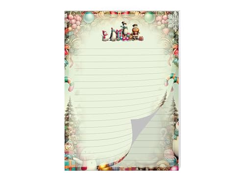 Buntes Briefpapier Schreibblock Briefbögen Notizblock mit Linien Weihnachten Winter Weihnachtsstiefel Wichtelgeschenk für Kinder Jungen Mädchen Schule (1 Block A5 mit 25 Blättern) von Limonia