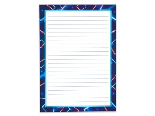 Buntes Briefpapier Schreibblock liniert für Mädchen Kinder Schule Teens Erwachsene Laser Strahl Licht neon (1 Block A5 mit 25 Blättern) von Limonia