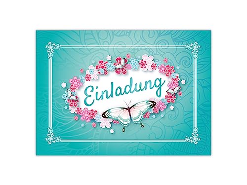 Limonia 10 Einladungskarten zum Kindergeburtstag Einladung Geburtstag Mädchen Schmetterling Blumen von Limonia