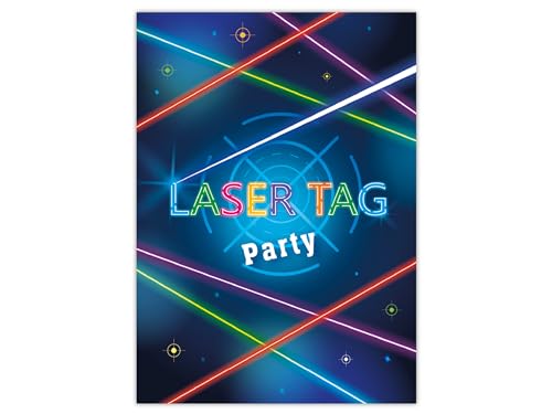 Limonia 10 Einladungskarten zum Kindergeburtstag Motto Laser Tag neon Feier Fest Einladung Set Geburtstag Mädchen Kinder Jungs Jungen Boys Teenies von Limonia