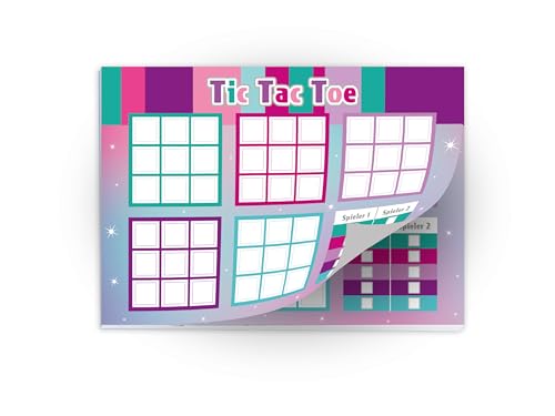 Limonia 10 Tic Tac Toe je 25 Blätter DIN A6 Papierspiel Set Mitbringsel Gastgeschenk Mitgebsel zum Kindergeburtstag Motto-Party Fest Feier Event Reise Girls Teenies Mädels Schule Bausteine Bauklötze von Limonia