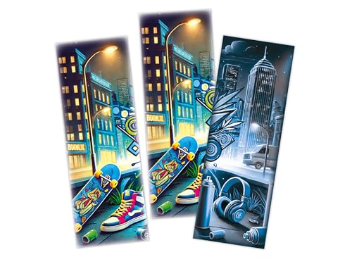 Limonia 12 Lesezeichen Set Papier Mitbringsel Gastgeschenk Mitgebsel Giveaways zum Kindergeburtstag Motto-Party Fest Feier Event Unisex Teenies Mädels Jungs Graffiti Street Art von Limonia