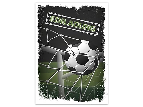 Limonia 8 Einladungskarten Fußball zum Kindergeburtstag Einladung Geburtstag Mädchen Kinder Jungs Jungen Boys Fussball Turnier schwarz von Limonia