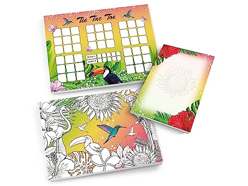 Limonia Set 1 Tic Tac Toe + 1 Mandala + 1 Mini-Notizblock Papierspiel Flamingo Papagei Set Mitgebsel Gastgeschenk zum Kindergeburtstag Fest Motto-Party Reise für Teens Mädchen Kindergarten Schule von Limonia