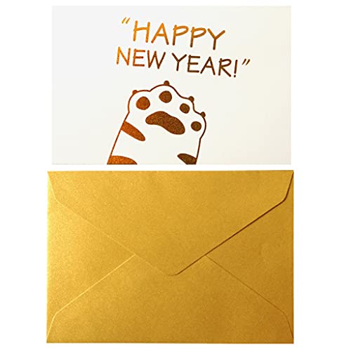 10 Stück 2022 Jahr der Grußkarten mit Umschlägen, Bronzing Pearl Paper Postkarte Happy New Year Karte für chinesisches Frühlingsfest von Limtula