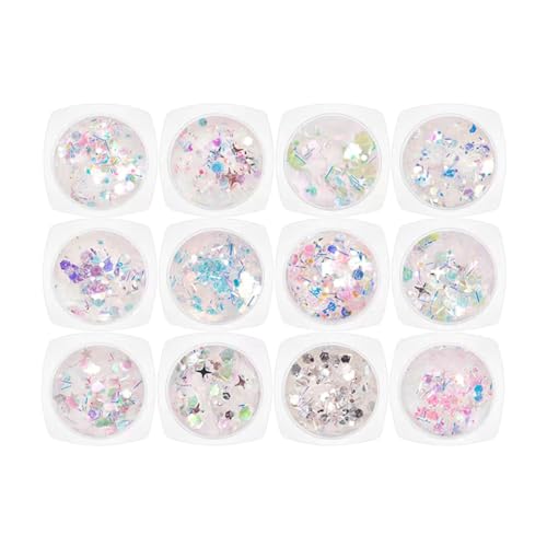 12pcs Reflektierende Nagelkunstpulver Gemischte Glitzer Pailletten Pigment Nagelkristall Pailletten Nagel Kunstdekoration von Limtula