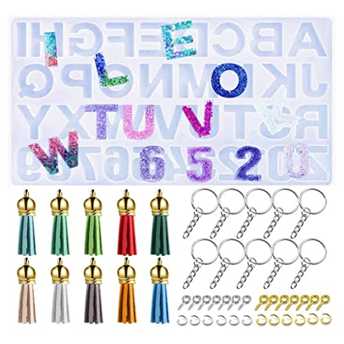 171-teiliges Zahlen Silikonformen Set Umgekehrten Buchstaben Kunstharzform Schlüsselanhänger Anhänger Werkzeug Set von Limtula
