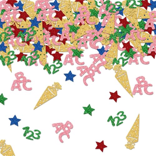 Bright School Themed Confettis Cones Shimmering School Cones Confettis With Number And Letter For Creative Scrapbooking von Limtula