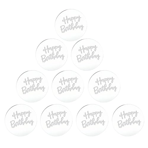 Cupcake-Topper aus Acryl, "Happy Birthday", rund, Kuchendekoration, 10 Stück von Limtula