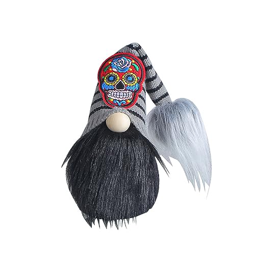 Halloween-Zwerge mit Totenkopf-Muster, Ornament für Zuhause, Party, Festival, Esstisch, abgestuftes Tablett, Plüsch, gesichtslos von Limtula