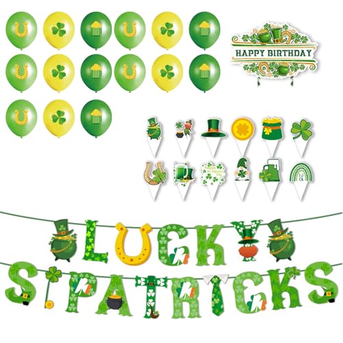 Irish Theme Paper Party Decoration Set Event Planning Supplies Party Accessories Banner and Cake Toppers With Balloons von Limtula