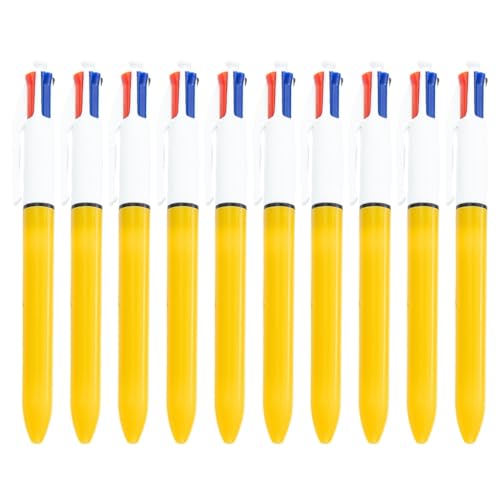 Limtula 10 Stück einziehbarer mehrfarbiger Kugelschreiber, 4 Farben-in-1-Stift, Grün, Blau, Rötung, Schwarz, für Planer, Journaling, 1,0 mm von Limtula