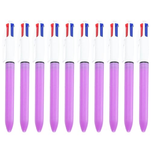 Limtula 10 Stück einziehbarer mehrfarbiger Kugelschreiber, 4 Farben-in-1-Stift, Grün, Blau, Rötung, Schwarz, für Planer, Journaling, 1,0 mm von Limtula