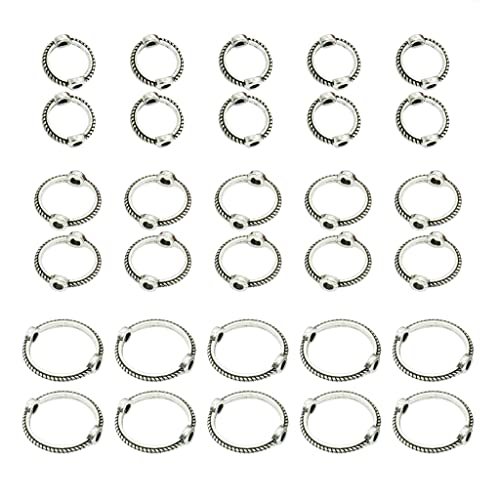 Limtula 30 x Abstandshalter, Anhänger, Ring, Bügelperlen, Verbinder mit Schlaufe für Schmuckherstellung, Twists, hohle Perlenkappen, Abstandshalter zum Selbermachen von Limtula