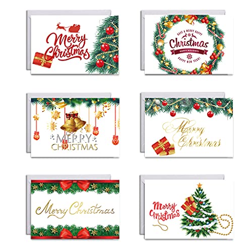 Limtula 6 Stück/Set Weihnachtsgrußkarten Umschlägen Aufkleber Baumdesigns Winterurlaubspostkarten von Limtula