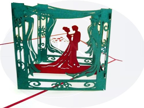 LINPopUp® 3D Karte Hochzeitskarten Hochzeitseinladung Glückwunschkarten Liebe Brautpaar im Pavilon, N83 von LINPOPUP